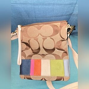Coach Signature Multicolor Stripe Crossbody Bag